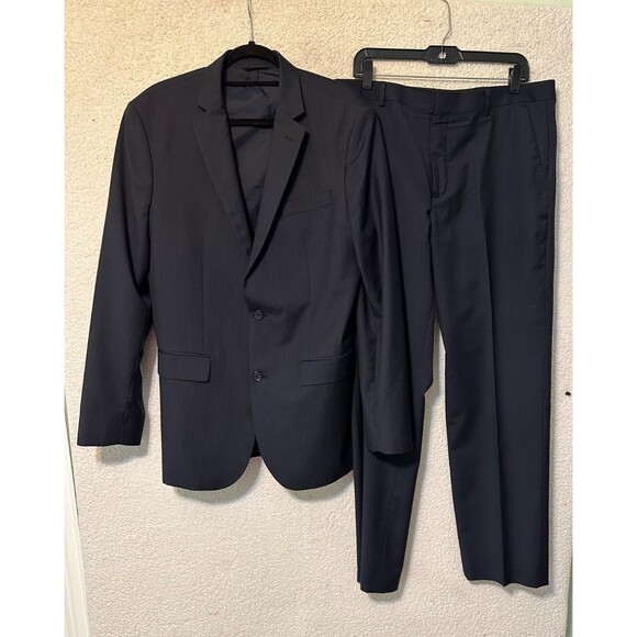 Banana Republic Suit Mens 42L 35x32 Pinstripe Wool Two Piece Blazer Pants Modern - Picture 1 of 16
